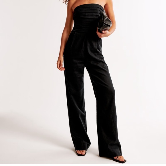 Abercrombie & Fitch Pants - Emerson Linen-Blend Strapless Jumpsuit